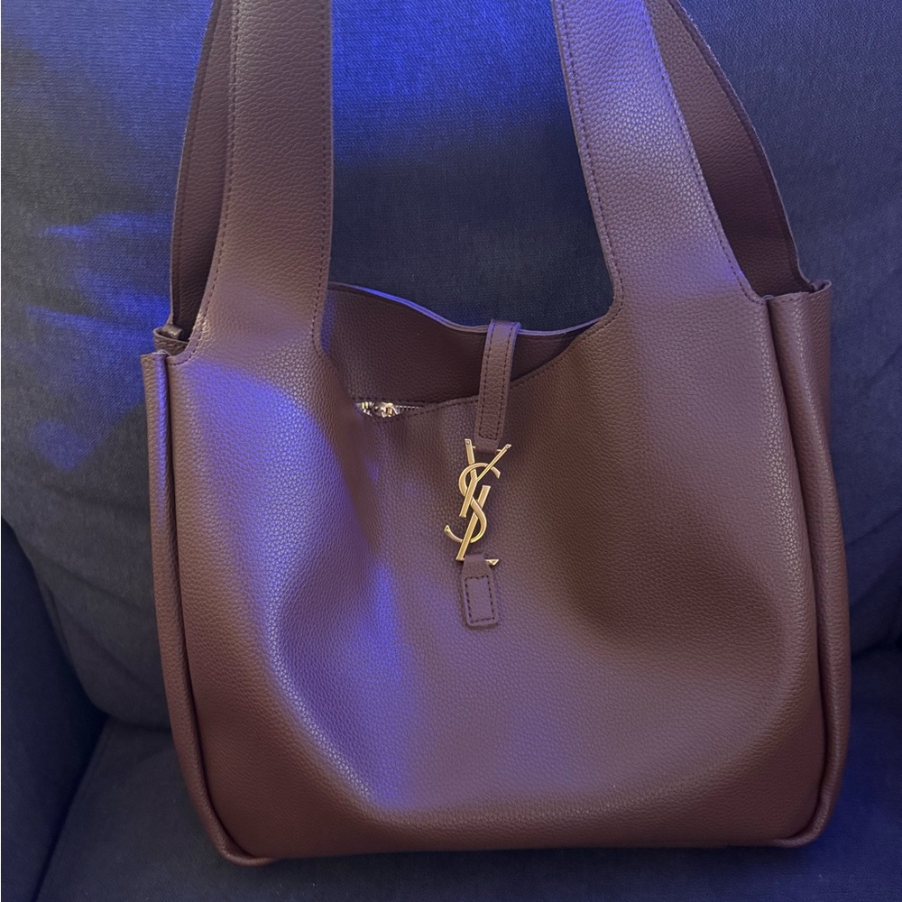 Yves Saint Laurent Chocolate Brown Tote with Gold Logo